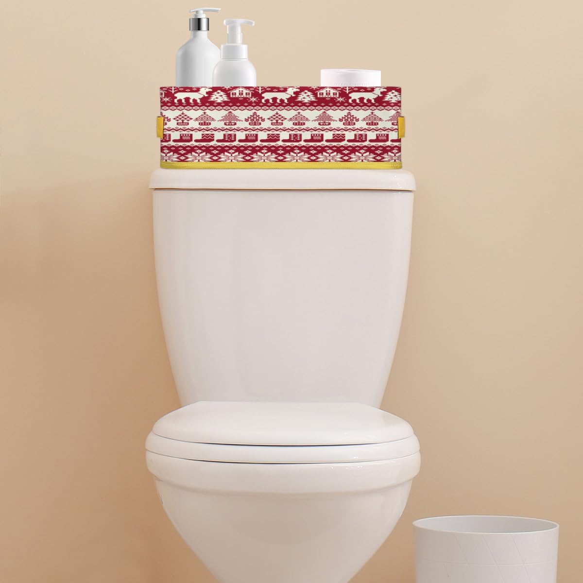Vomwwlix Christmas Patterns Moose Socks Toilet Paper Baskets Set of 2