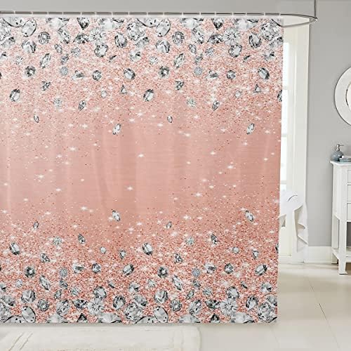 Feelyou Glitter-Free Diamond Shower Curtain - Pink 72x84