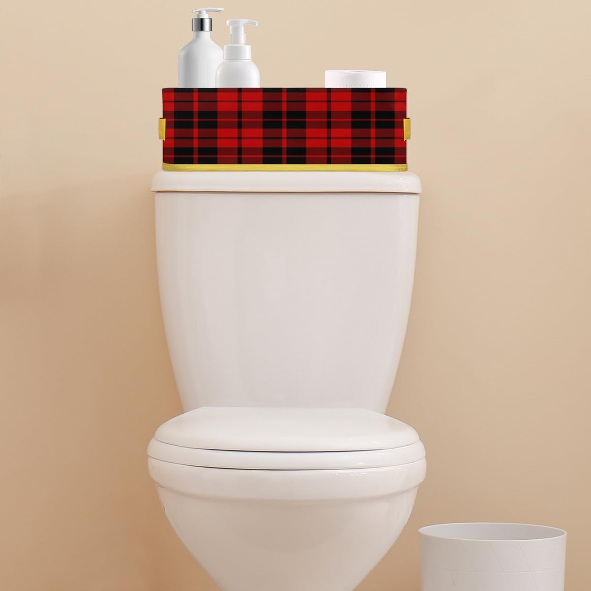 Red And Black Checkered Foldable Storage Baskets 2-Pack 1
