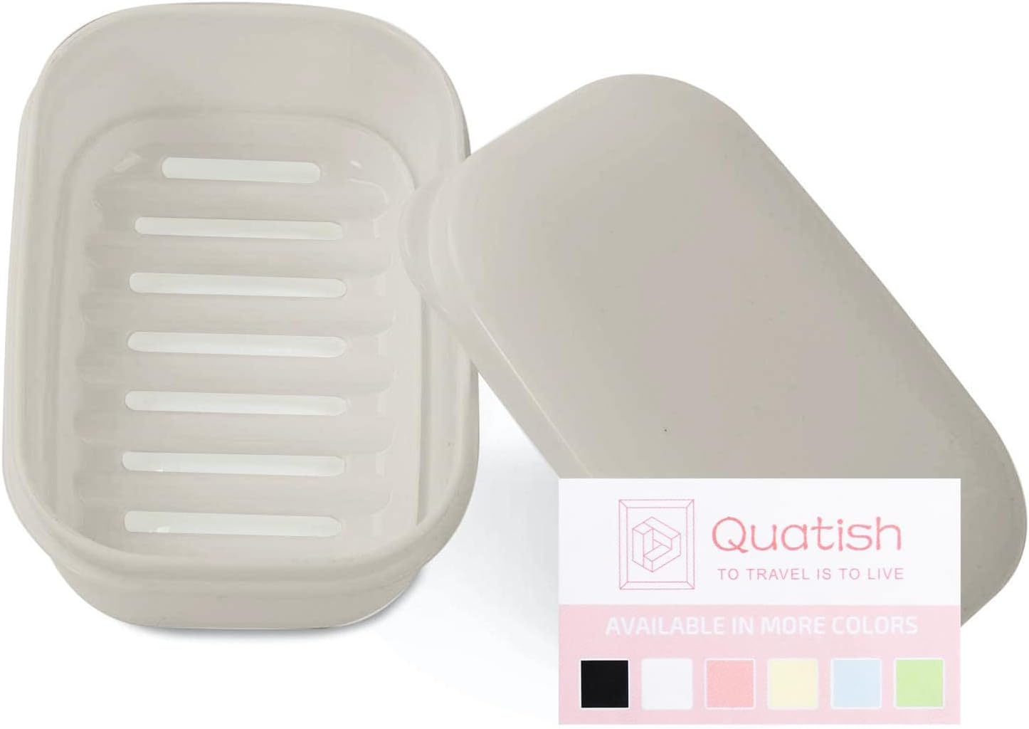 Quatish Leakproof Soap Dish with Lid and Draining Layer 1