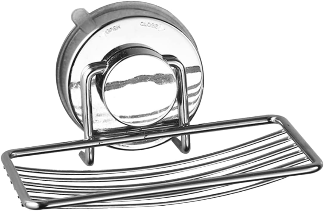 ABOOFAN Silver Soap Dish with Suction Cup Drain Rack