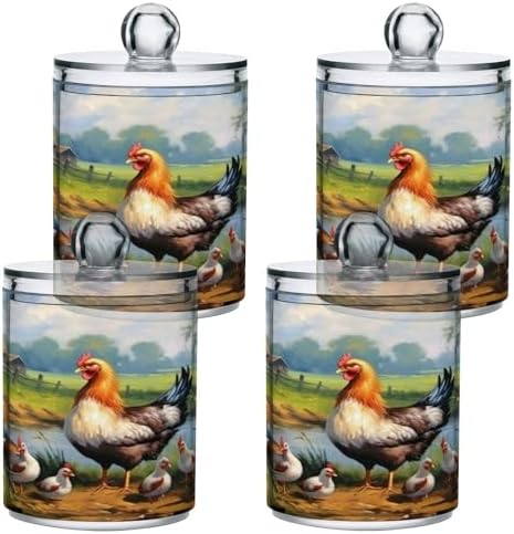 YETTASBIN Rooster Clear Plastic Storage Jars 2 Pack