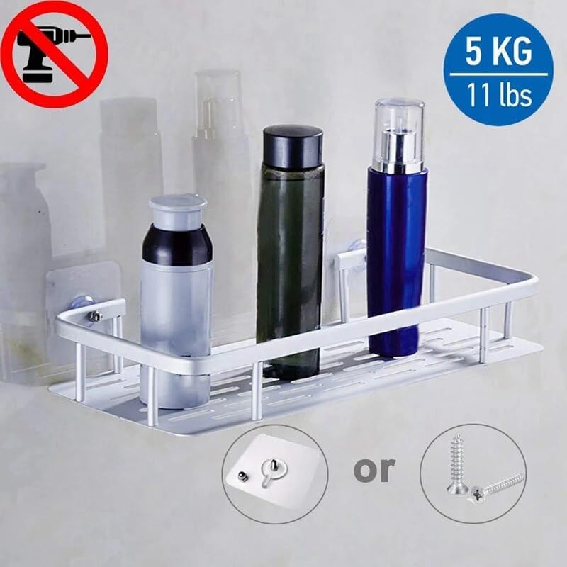 BAHELS Adhesive Shower Caddy Shelf - No Drilling Modern Style Durable Aluminum