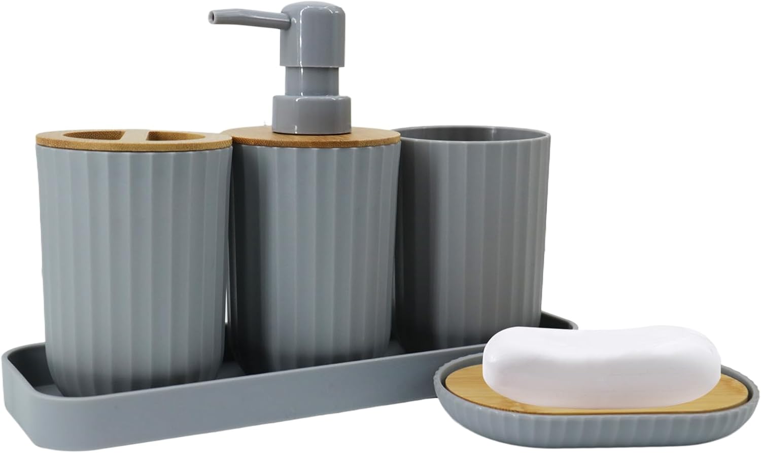 FooGuila 5Pcs Grey Bathroom Accessory Set