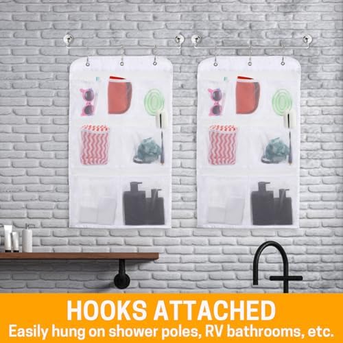 GNEGNI 7-Pocket Shower Caddy with Hooks 295 x 17 in 1