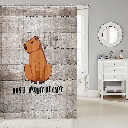 Brown Capybara Fabric Shower Curtain 72x72