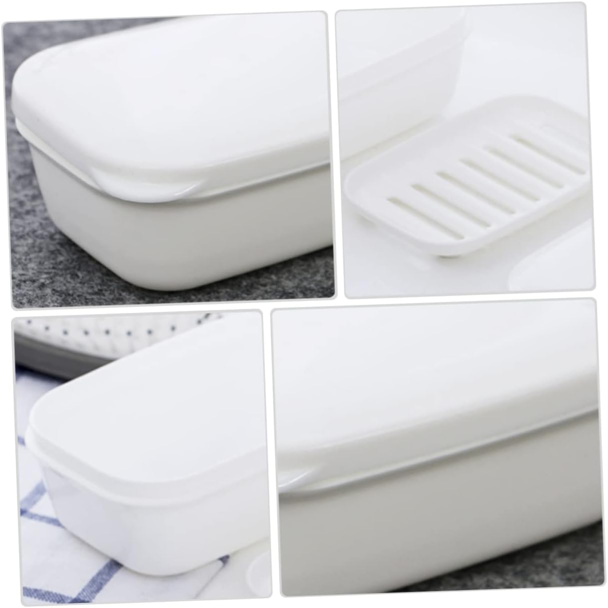 LIFKOME 2pcs Soap Dish Storage Container with Draining Rack and Sealed Lid