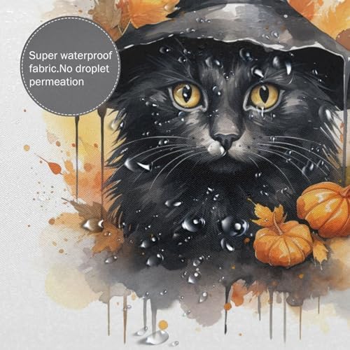 Wizard Hat Cat Shower Curtain Set with 12 Hooks 72x72in