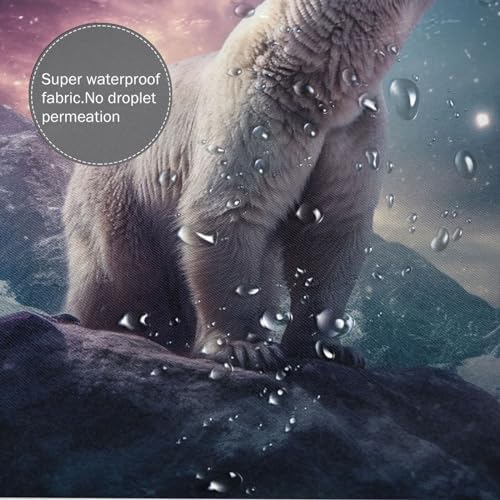 White Polar Bear Shower Curtain Set with 12 Hooks 72x72in
