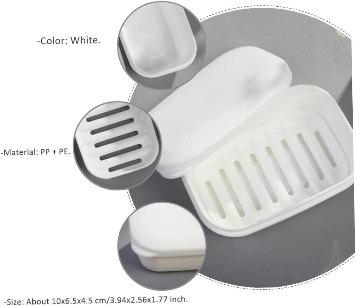Set of 2 White Soap Dishes with Drain Rack