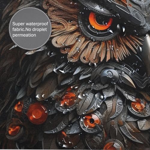 Mecha Owl Shower Curtain Set with 12 Hooks 72x72in