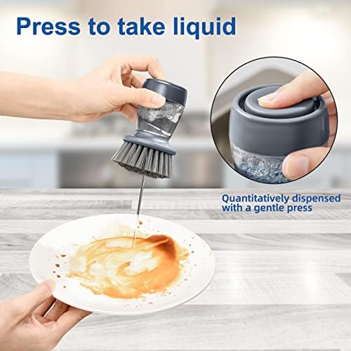 SUBEKYU Dish Brush with Soap Dispenser Set of 2