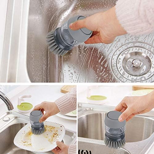 JISSBON Upgraded Palm Brush Kitchen Soap Dispensing Brush with Storage Stand