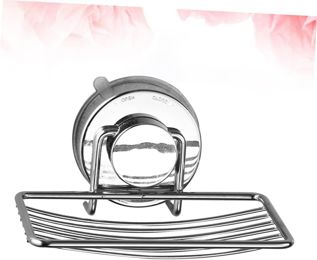 Alipis Silver Suction Cup Soap Dish Drain Rack