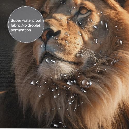 Brown Lion Waterproof Shower Curtain Set with 12 Hooks 72x72in