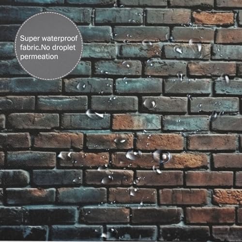 Red Brick Wall Shower Curtain with 12 Hooks 72x72in