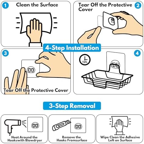 Rainspire Soap Dish Holder No Drilling 304 Stainless Steel Wall-Mounted Square Silver