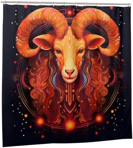Red Constellation Starry Sheep Boho Shower Curtain Set