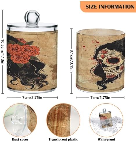 YETTASBIN Clear Apothecary Jars 2 Pack - 14 oz Cotton Swab Holder
