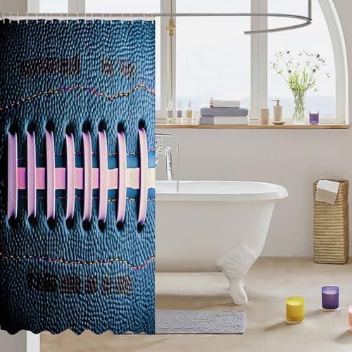 Blue Sports Theme 72x78 Waterproof Shower Curtain Set