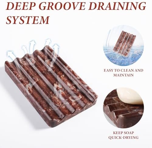 Koville Red Marble Soap Dish for Shower and Bathroom