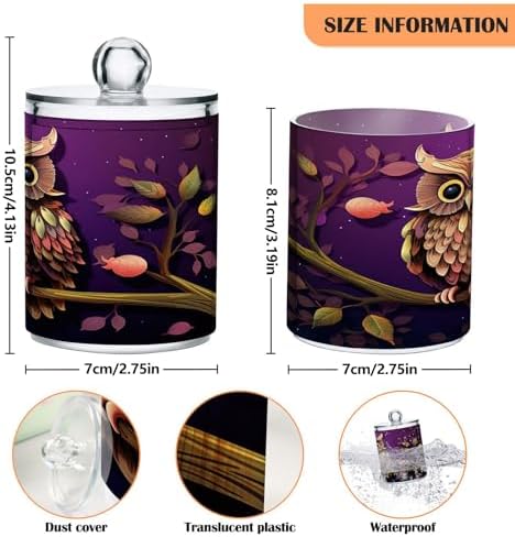 YETTASBIN Owl Clear Storage Jars 2 Pack 14 Oz with Lid