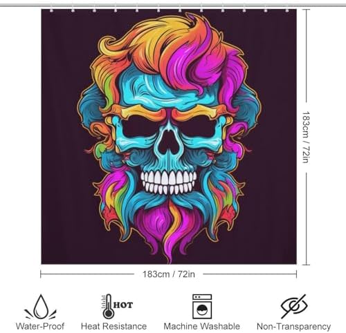 Blue Skull Shower Curtain Set with 12 Hooks 72x72in 1