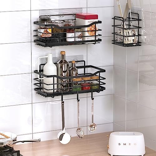 Stainless Steel Shower Caddy Set with 5 Adhesive Holders