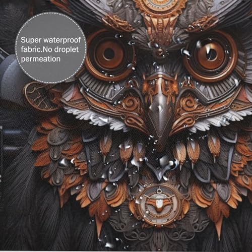 Mecha Owl Waterproof Shower Curtain Set with 12 Hooks 72x72in