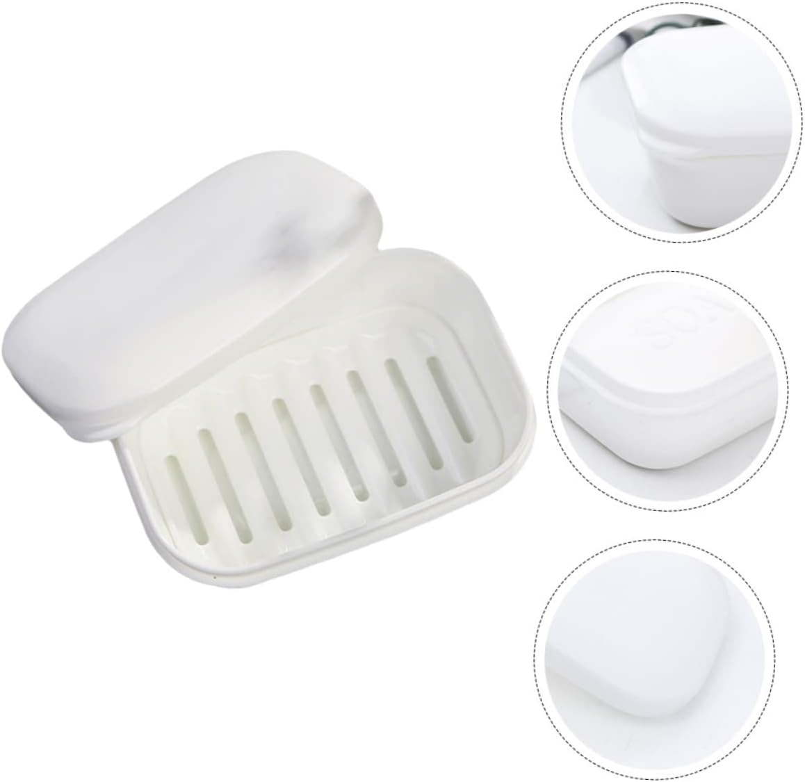 Set of 2 White Soap Dishes with Drain Rack