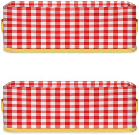 Red Plaid Toilet Paper Baskets Set of 2