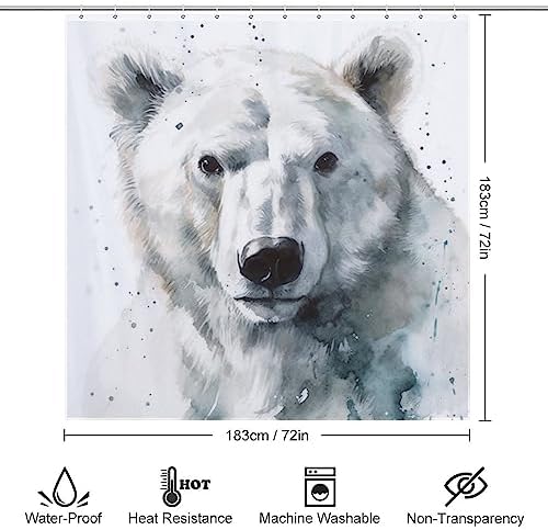 TIYAANDSY Polar Bear Shower Curtain Set 72x72in