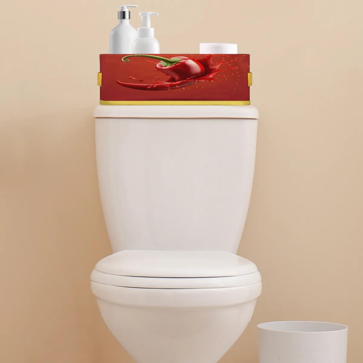 Tablerazzi Red Chilli Pepper Toilet Paper Basket with Handle