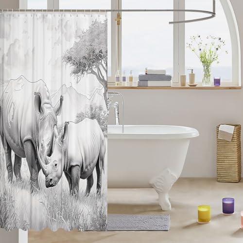 Erosebridal Rhino Kids Bathroom Shower Curtain Set