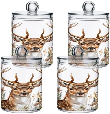 YETTASBIN Deer Clear Plastic Apothecary Jars 2 Pack