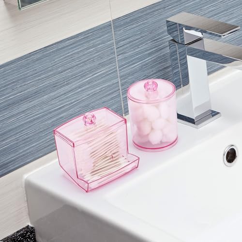 Tbestmax Pink Qtips Dispenser with Cotton Ball Holder