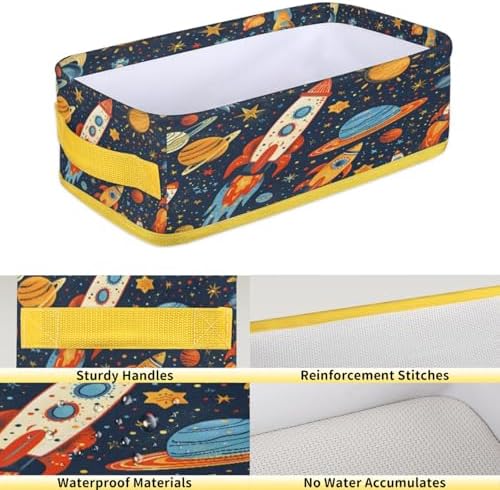 Space Rockets Planet Toilet Paper Basket with Handles