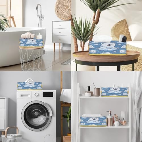 Cute Cartoon Polar Bear Toilet Paper Basket with Handles
