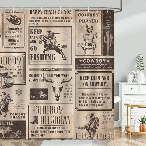 Mocsicka Western Cowboy Shower Curtain 72X72 Inches 1