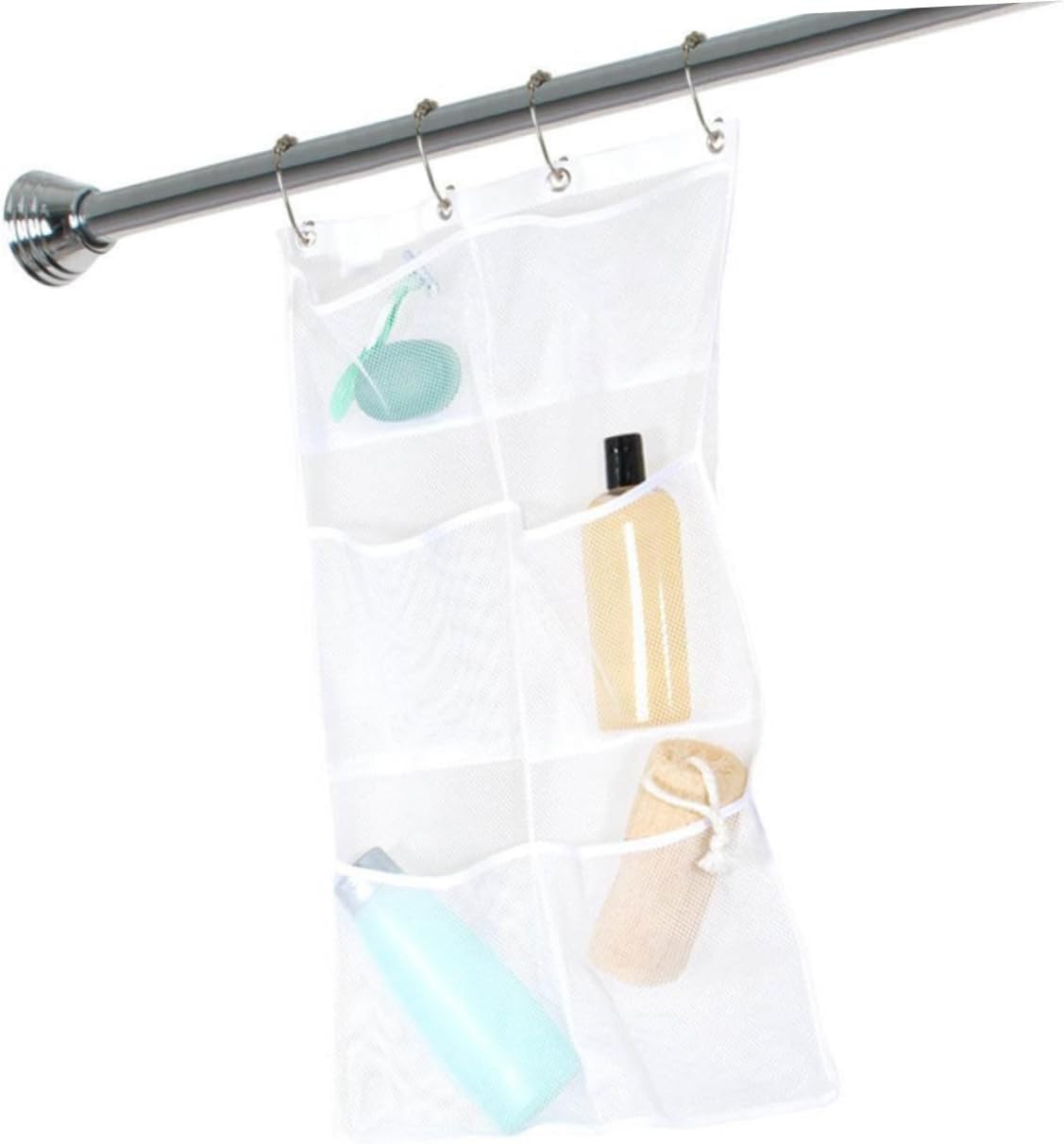 Hanging Mesh Pockets Shower Organizer Bag for Shampoo Conditioner and Toys