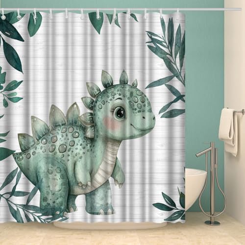 Adorable Dinosaur Baby Stegosaurus Shower Curtain with Hooks
