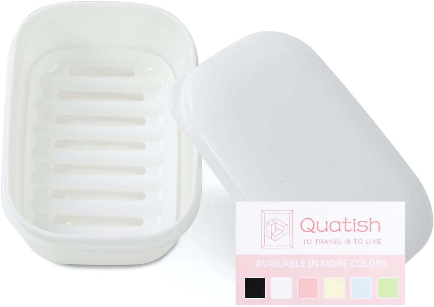Quatish Leakproof Soap Dish with Lid Draining Layer