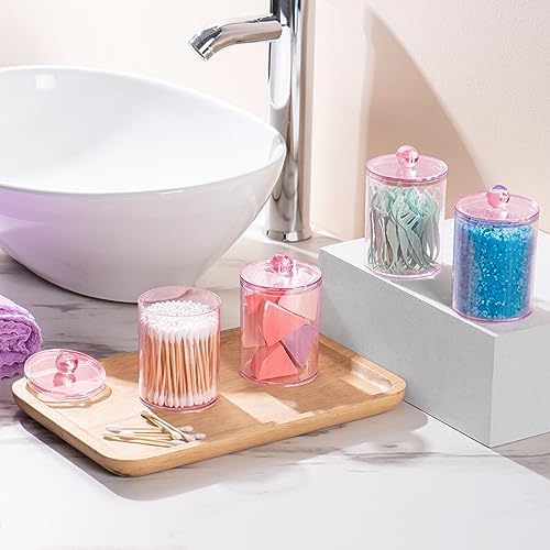4 Pack Bathroom Canister Set with Lids - Pink
