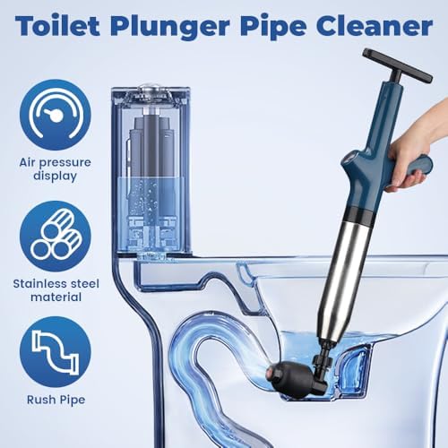 Eadwe Toilet Plunger with Air Pressure Barometer - Black