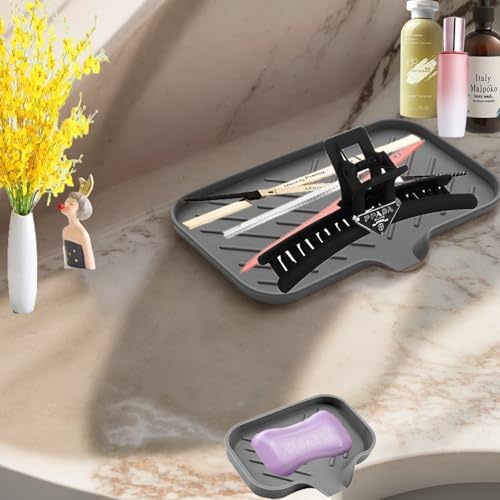 YZEOKAC 2-Piece Silicone Soap Dish with Drain and Holder