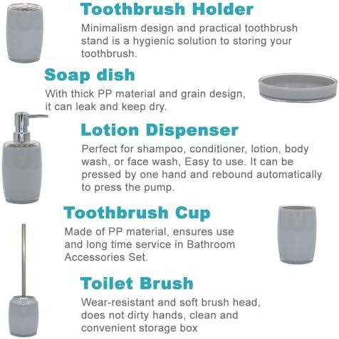 Liuonnam 5-Piece Bathroom Accessories Set with Gray Finish
