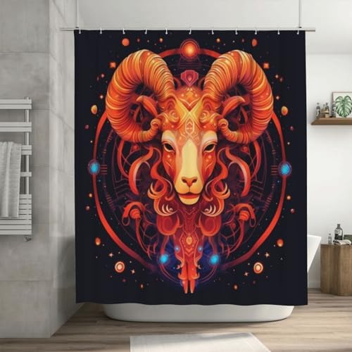 Red Constellation Starry Sky Boho Shower Curtain Set