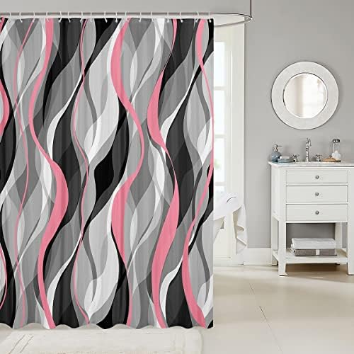 Feelyou Stripe Shower Curtain Set 72x84 for Kids