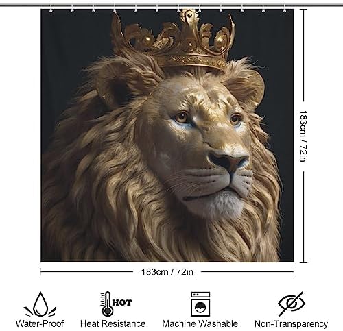 TIYAANDSY Gold Lion Shower Curtain Set 72x72in