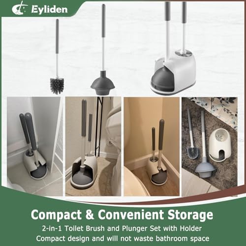 Eyliden Toilet Plunger and Brush Set with Holder